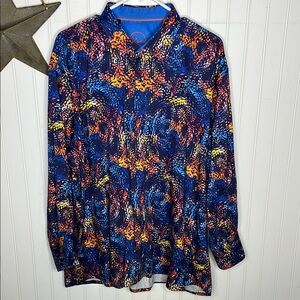 Westport Black Label Blue and Orange Long Sleeve Shirt Size 2XL